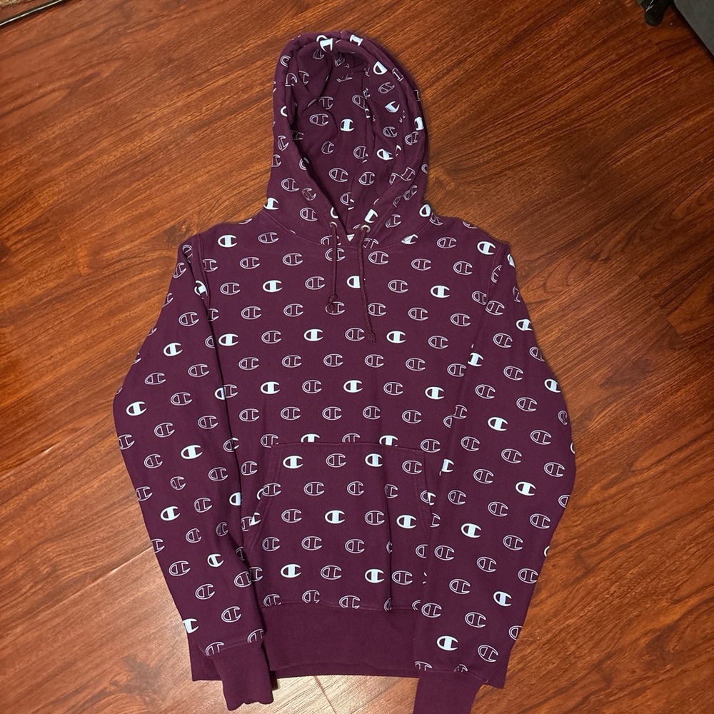 Champion All-Over Logo Purple Hoodie